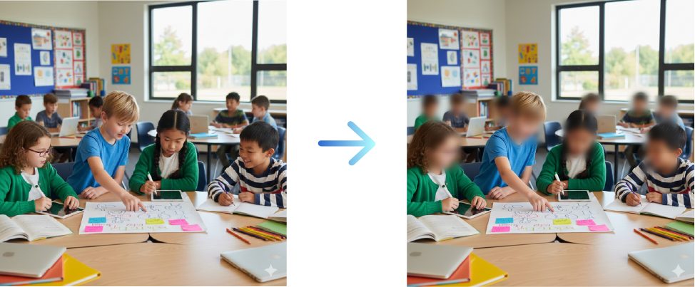 自動で顔モザイクのロゴ