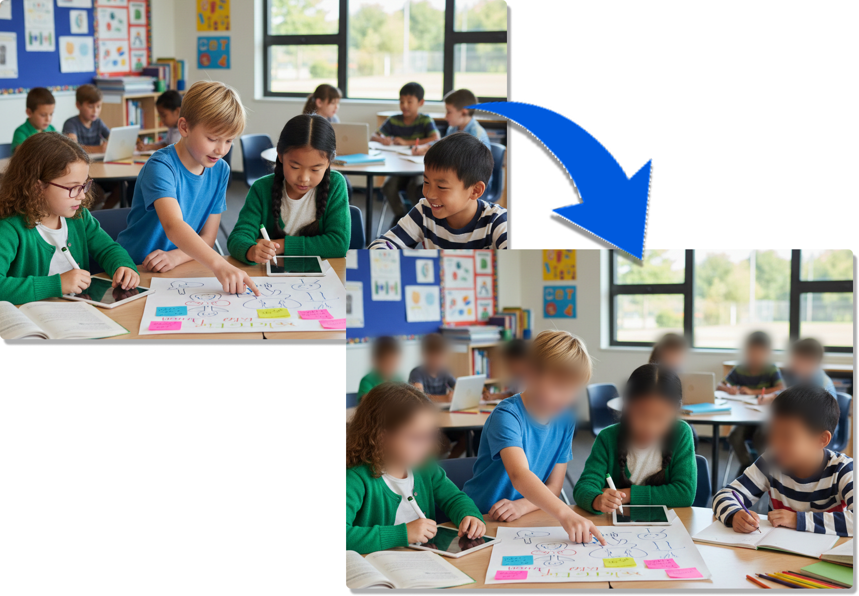 写真に一瞬で保護加工がされるイメージ